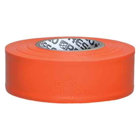 Presco Flagging Tape, Orange, 1-3/16" Wide x 300' Length, PVC, 2 mil TXO-373